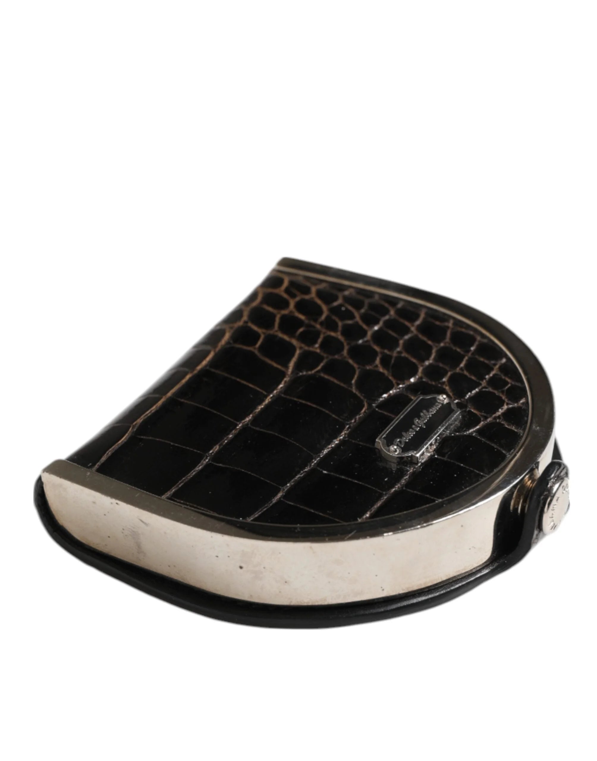 Dolce & Gabbana Black Polished Crocodile Leather Mens Coin Purse Wallet - Wallets