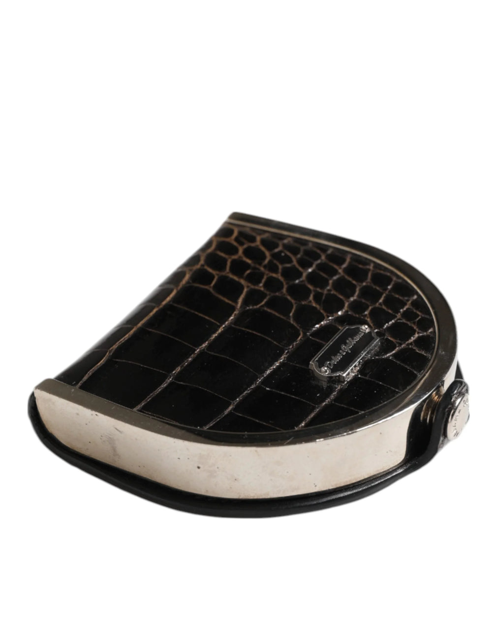 Dolce & Gabbana Black Polished Crocodile Leather Mens Coin Purse Wallet - Wallets