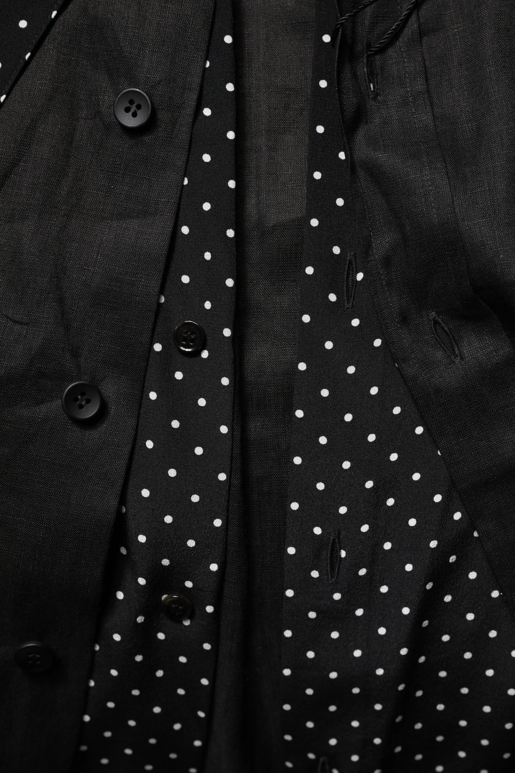 Dolce & Gabbana Black Polka Dot Collar Tie Neck Casual Shirt - IT37 | XS - Shirts
