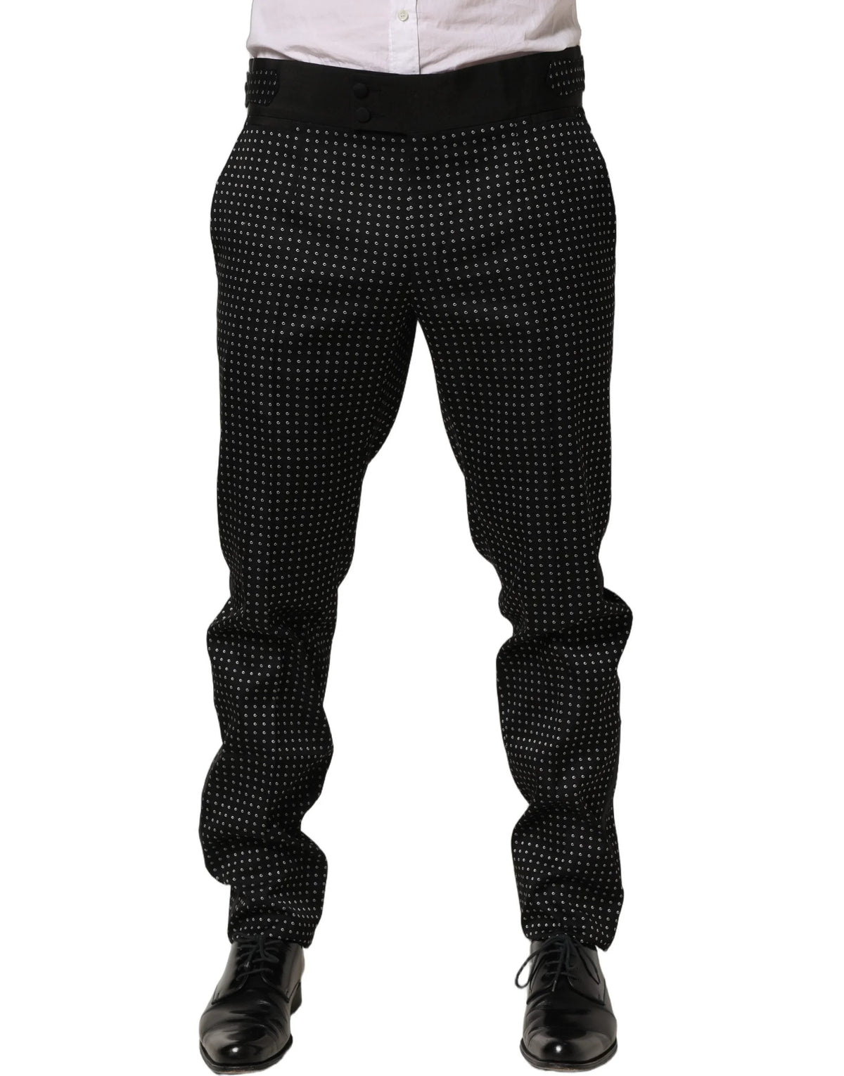 Dolce & Gabbana Black Polka Dot Cotton Dress Trouser Pants