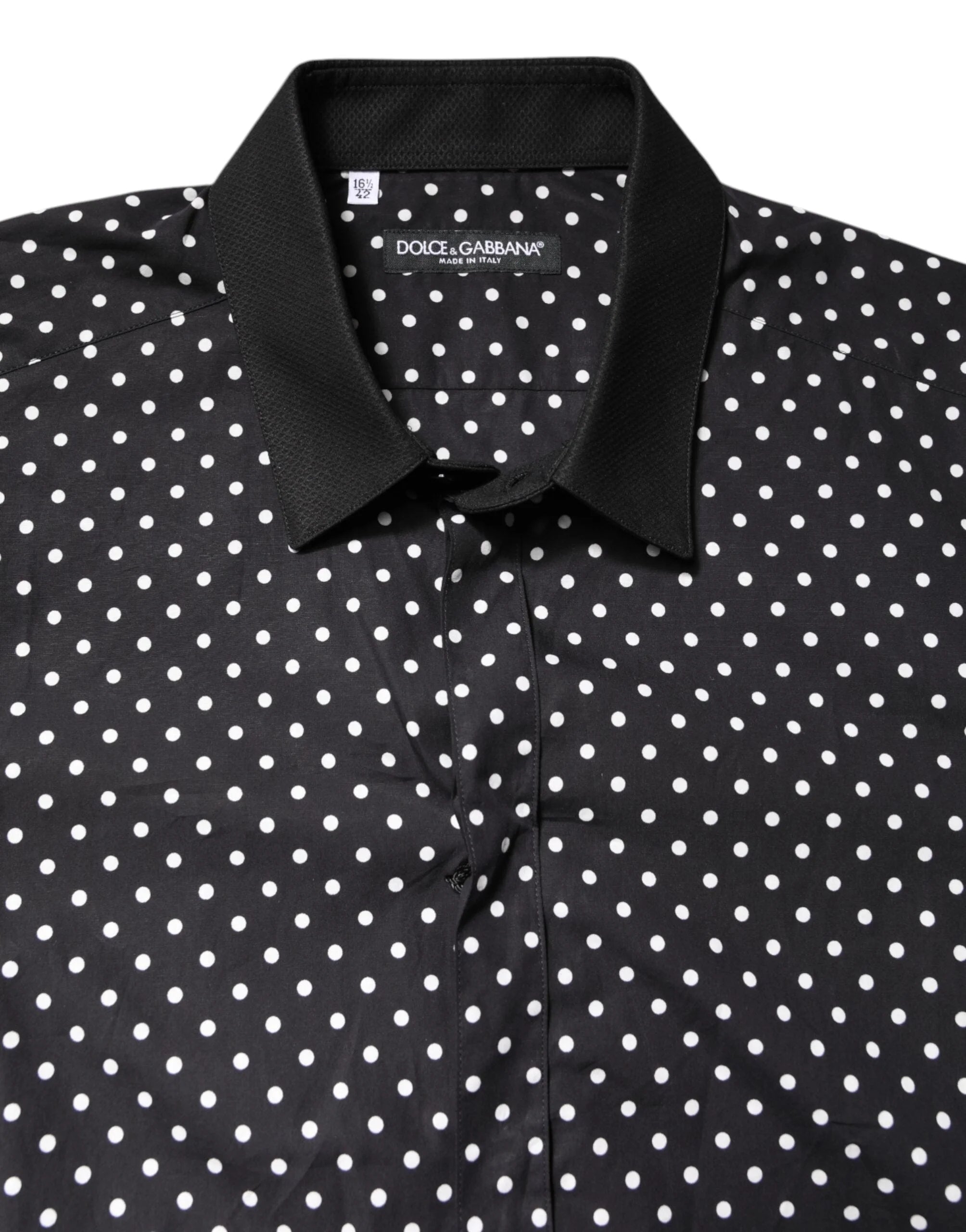 Dolce & Gabbana Black Polka Dot Cotton Formal Dress Shirt - IT42 | XL - Shirts