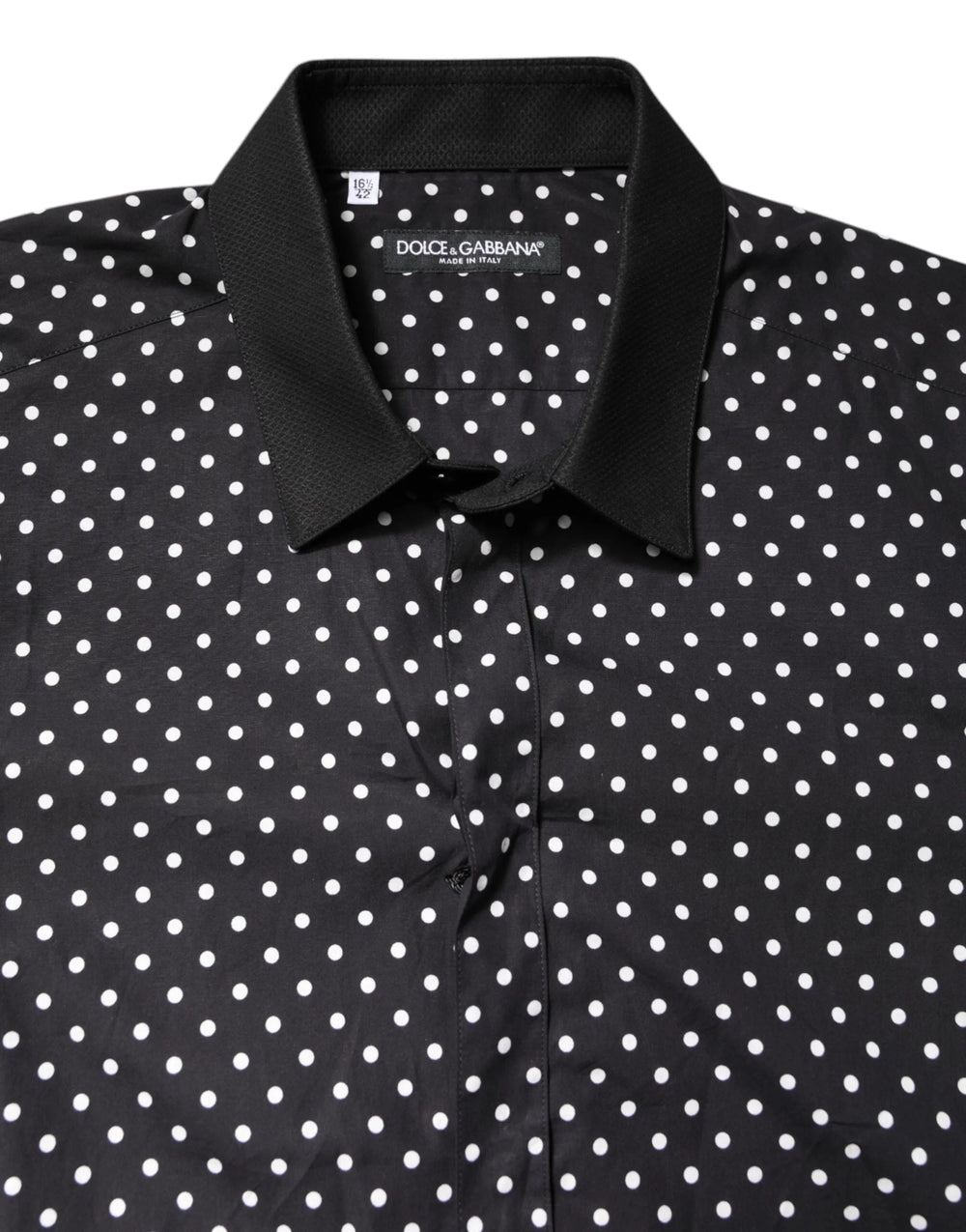 Dolce & Gabbana Black Polka Dot Cotton Formal Dress Shirt - IT42 | XL - Shirts