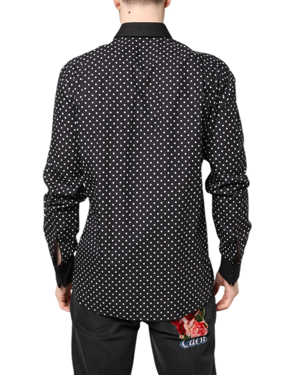 Dolce & Gabbana Black Polka Dot Cotton Formal Dress Shirt - IT42 | XL - Shirts