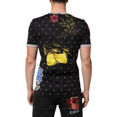 Dolce & Gabbana Black Polka Dot Lemons Horse Henley T-Shirt - IT52 | XL