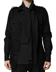 Dolce & Gabbana Black Polka Dot Linen Silk Men Casual Shirt - IT40 | M - Shirts