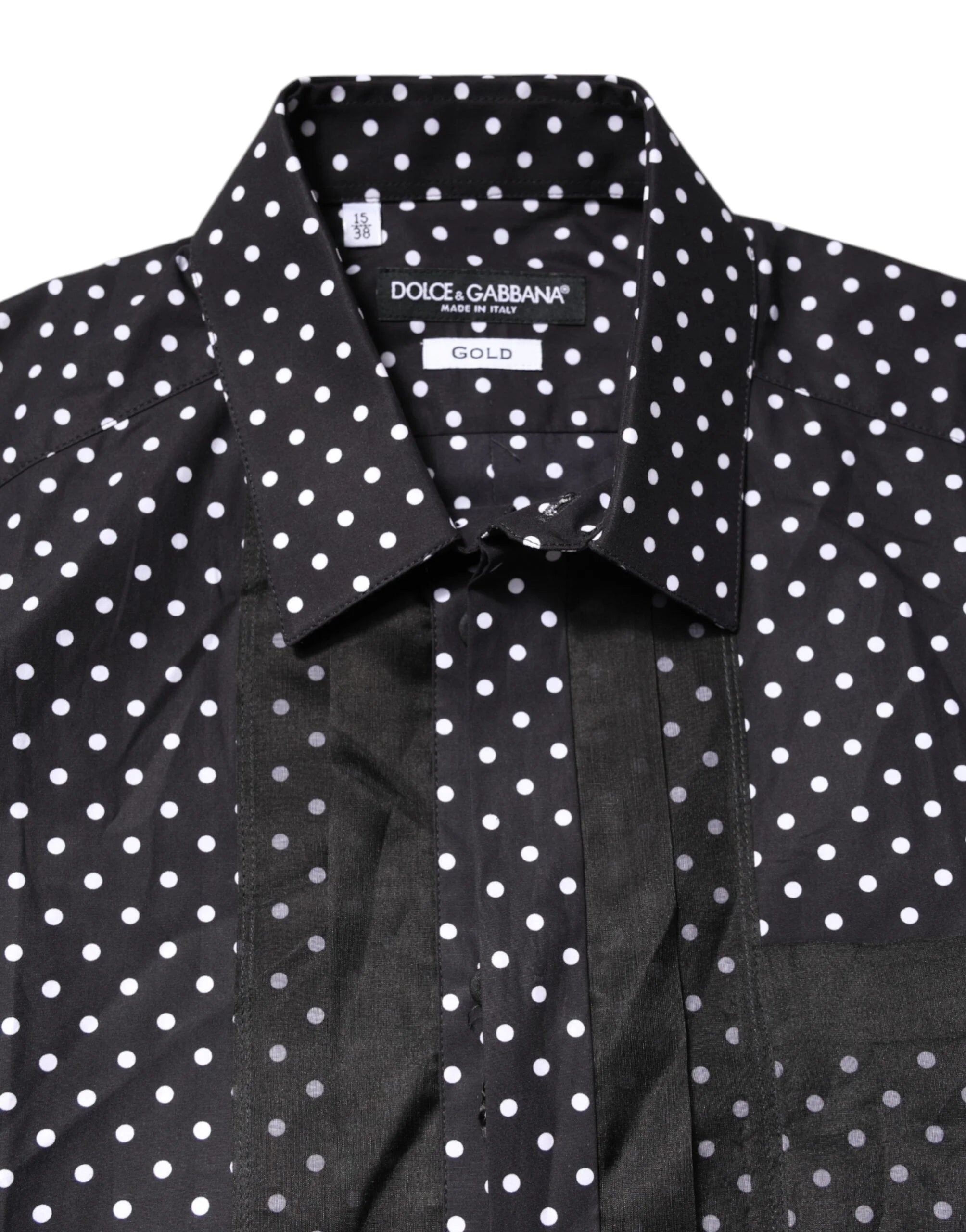 Dolce & Gabbana Black Polka Dot Long Sleeves Gold Formal Shirt - IT38 | XS - Shirts