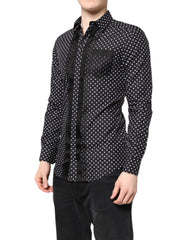 Dolce & Gabbana Black Polka Dot Long Sleeves Gold Formal Shirt - IT38 | XS - Shirts