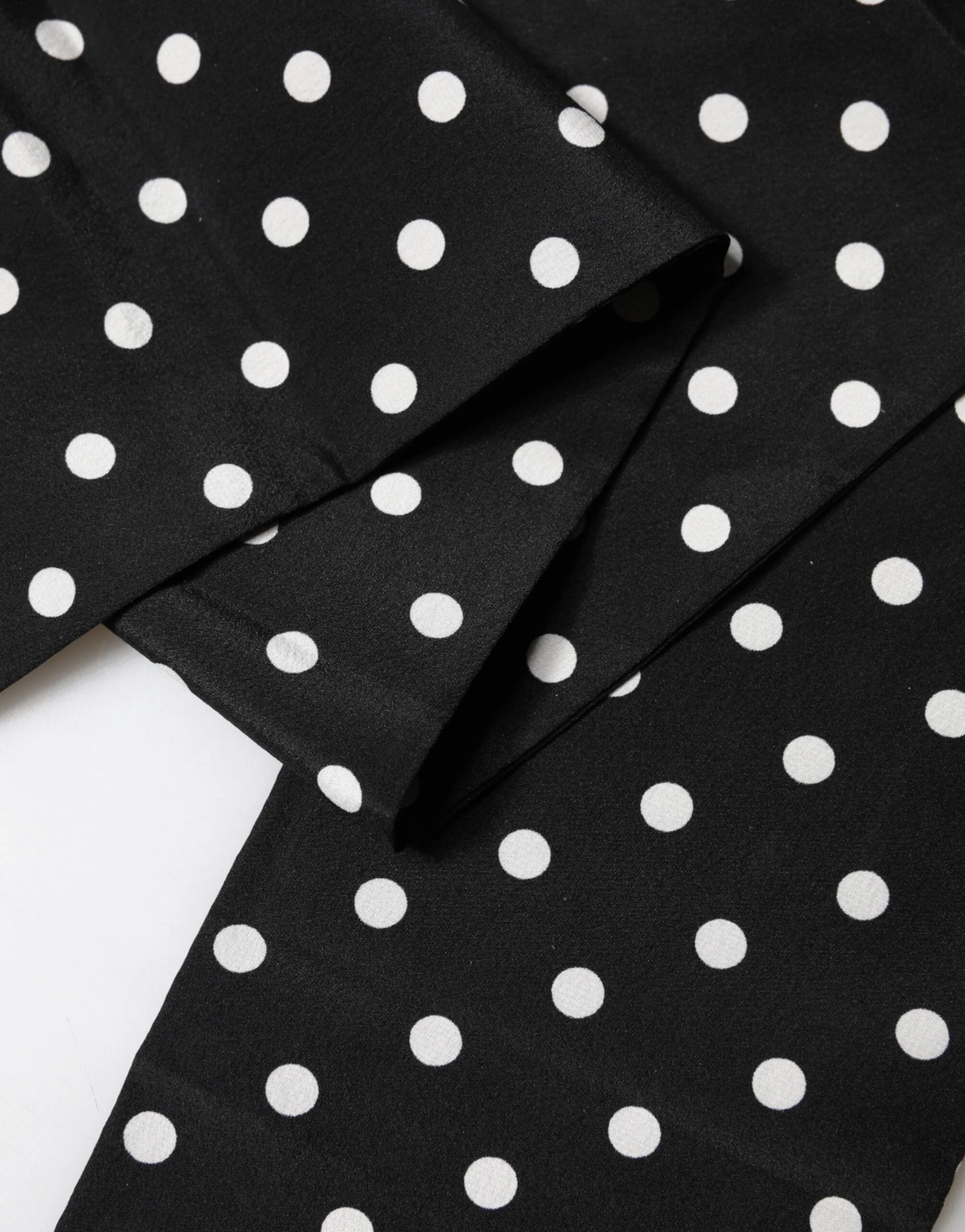 Dolce & Gabbana Black Polka Dot Neck Wrap Foulard 150cm x 12.5cm Scarf