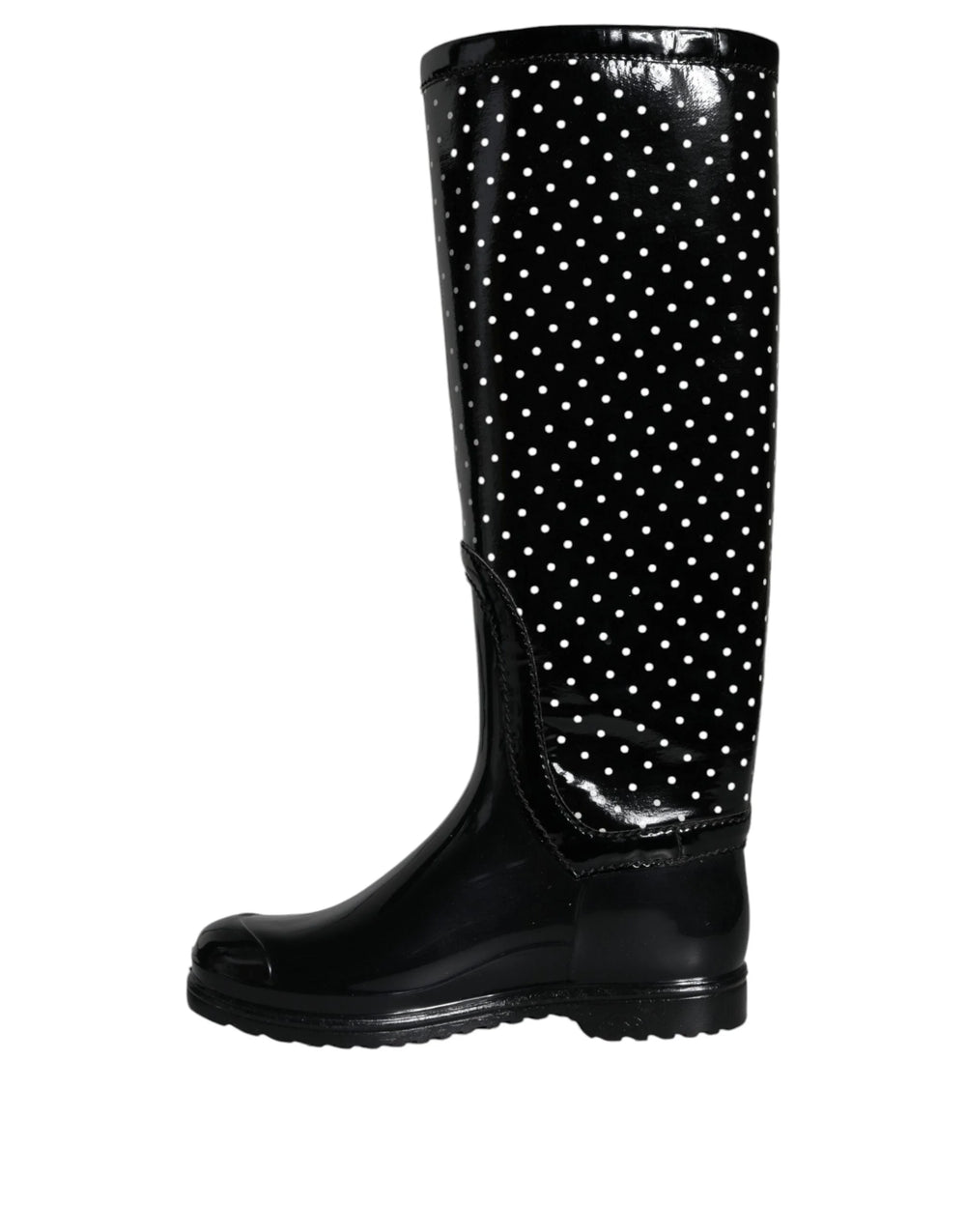 Dolce & Gabbana Black Polka Dot Rubber Knee High Boots Shoes - EU35/US4.5 - Boots