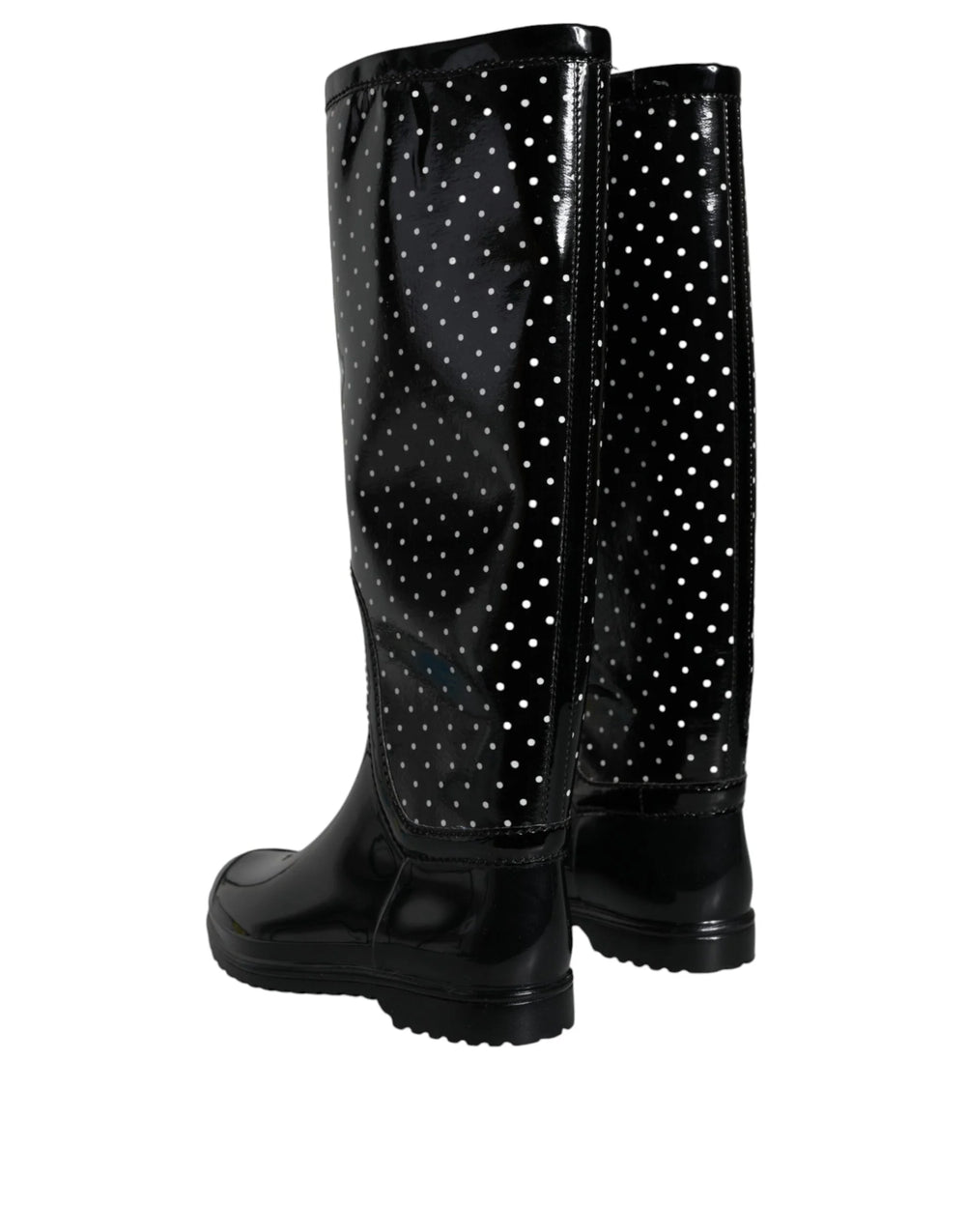 Dolce & Gabbana Black Polka Dot Rubber Knee High Boots Shoes - EU35/US4.5 - Boots