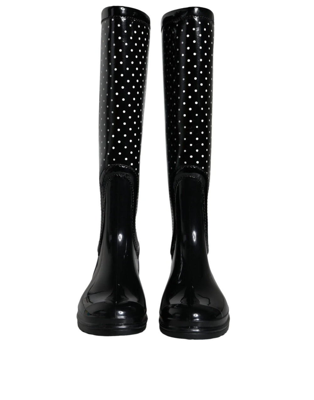 Dolce & Gabbana Black Polka Dot Rubber Knee High Boots Shoes - EU35/US4.5 - Boots