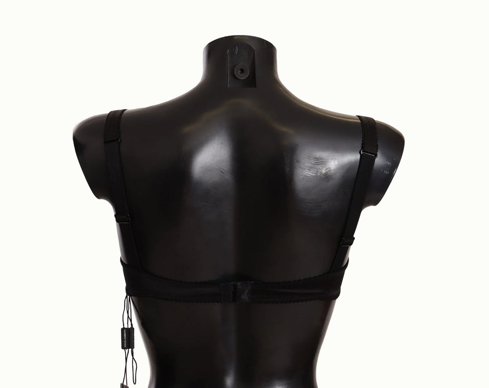 Dolce & Gabbana Black Polka Dot Satin Lace Balconette Bra - IT1 | XS - Bras