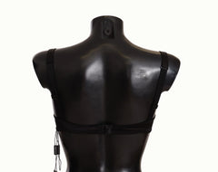 Dolce & Gabbana Black Polka Dot Satin Lace Balconette Bra - IT1 | XS - Bras