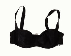 Dolce & Gabbana Black Polka Dot Satin Lace Balconette Bra - IT1 | XS - Bras