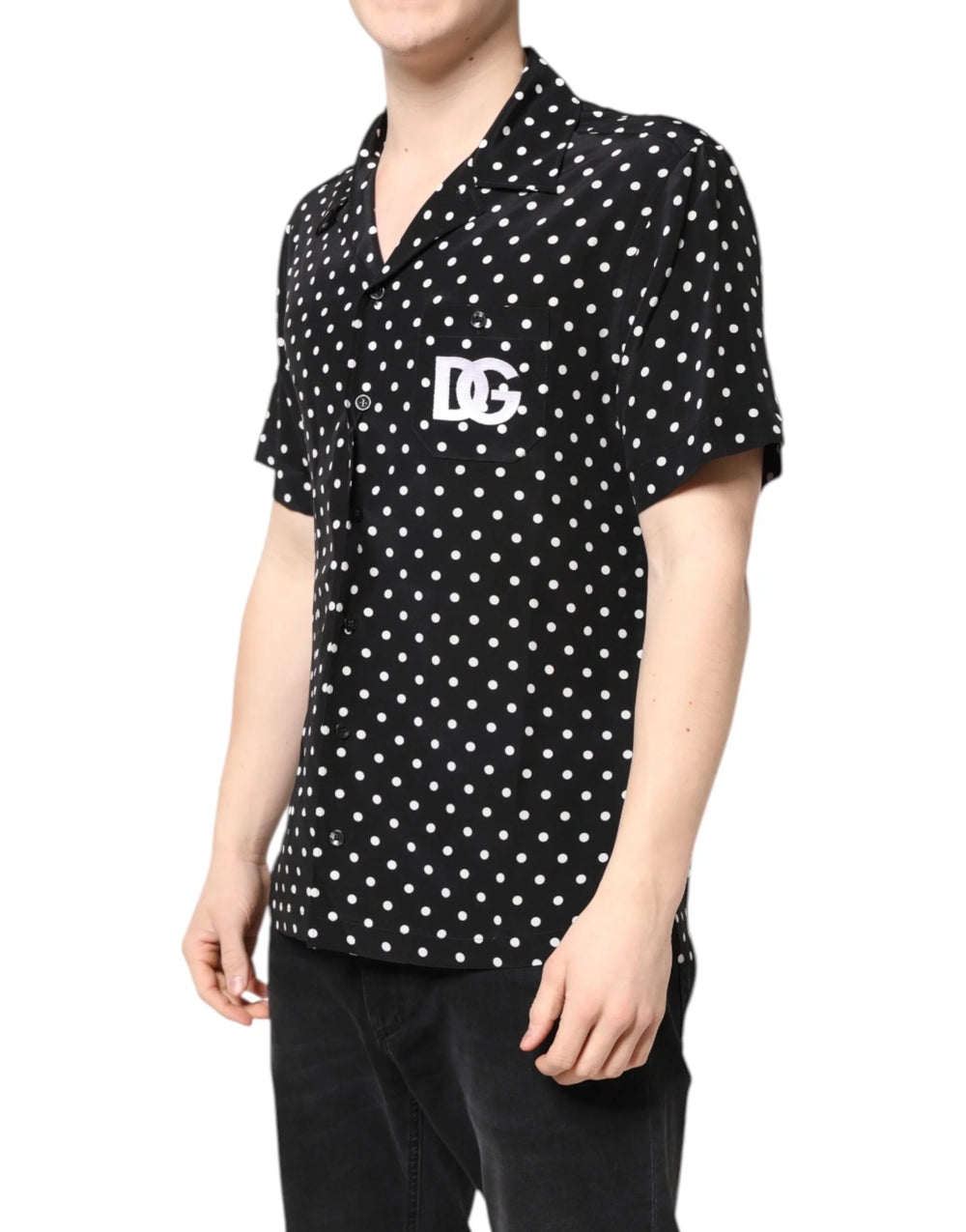 Dolce & Gabbana Black Polka Dot Short Sleeves Casual Shirt - IT38 | XS - Shirts