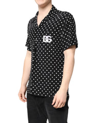 Dolce & Gabbana Black Polka Dot Short Sleeves Casual Shirt - IT38 | XS - Shirts