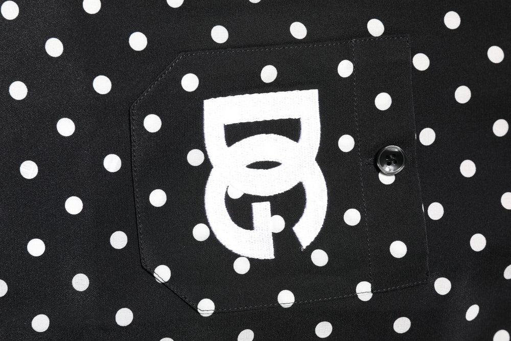 Dolce & Gabbana Black Polka Dot Short Sleeves Casual Shirt - IT38 | XS - Shirts