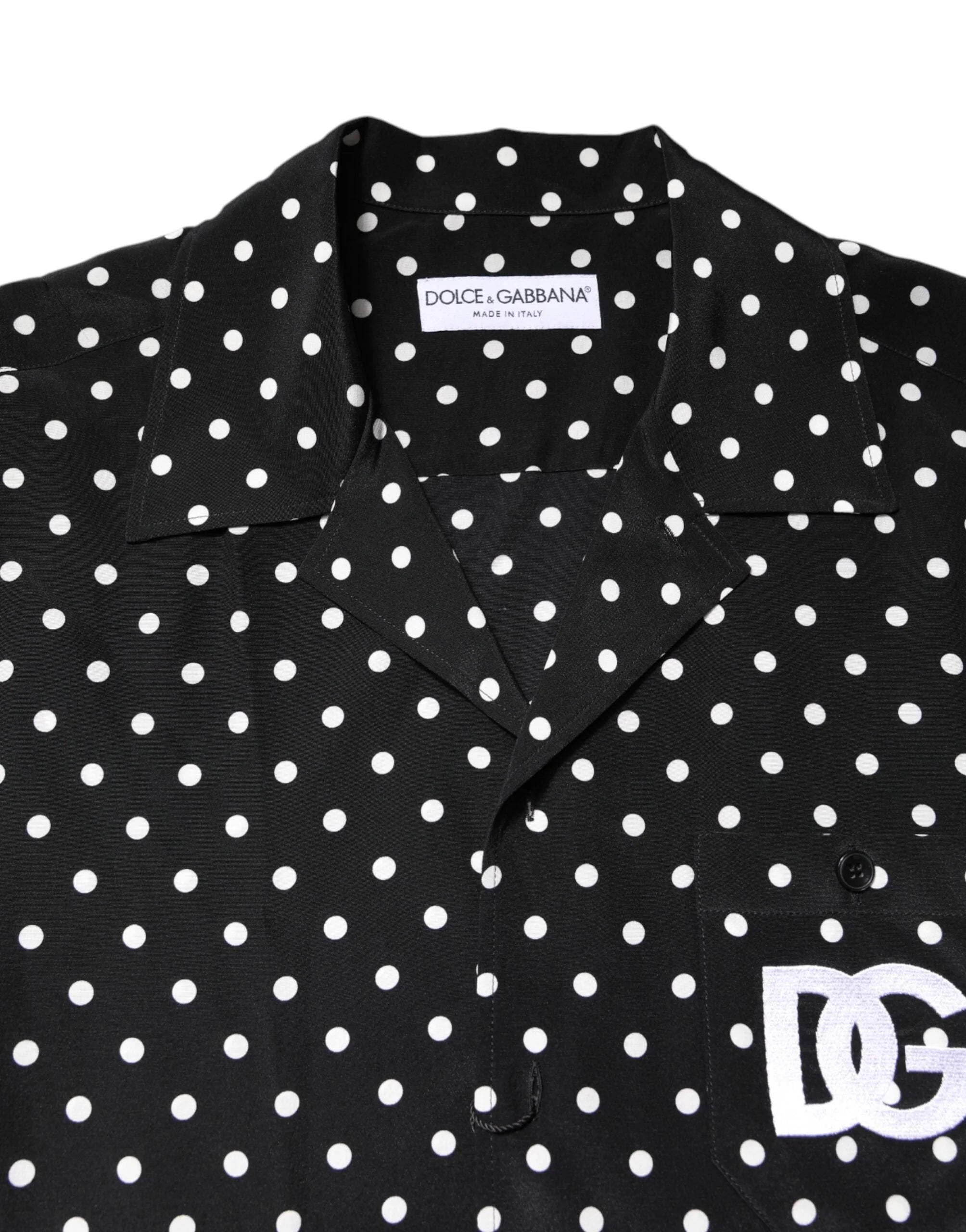 Dolce & Gabbana Black Polka Dot Short Sleeves Casual Shirt - IT38 | XS - Shirts