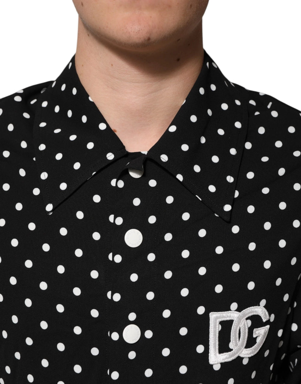 Dolce & Gabbana Black Polka Dot Short Sleeves Collared Polo T-shirt - S - Polos