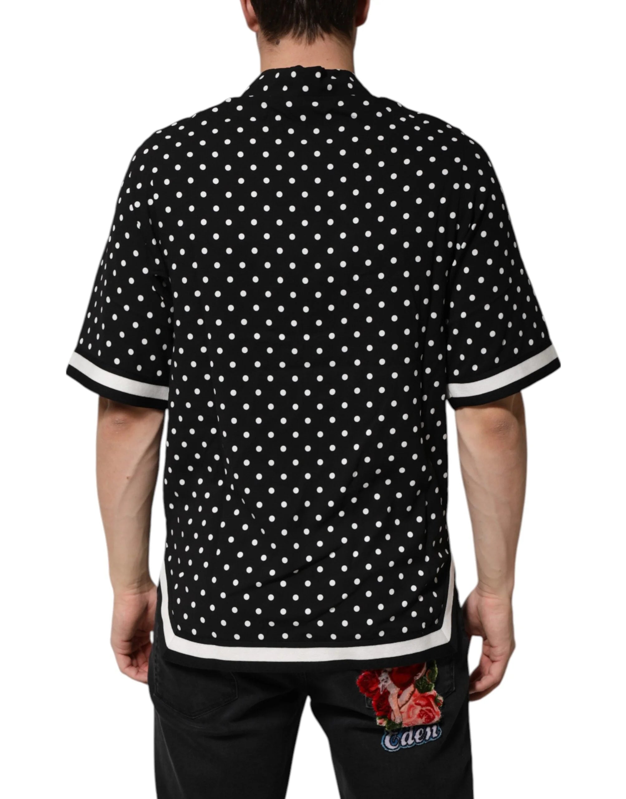 Dolce & Gabbana Black Polka Dot Short Sleeves Collared Polo T-shirt - S - Polos