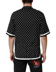 Dolce & Gabbana Black Polka Dot Short Sleeves Collared Polo T-shirt - S - Polos