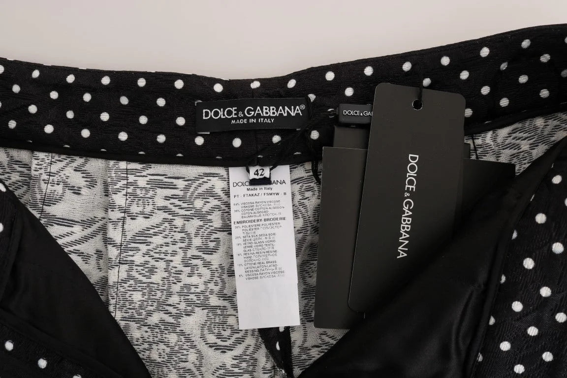 Dolce & Gabbana Black Polka Dot Sicily Crystal Pants - IT42|M - Trousers