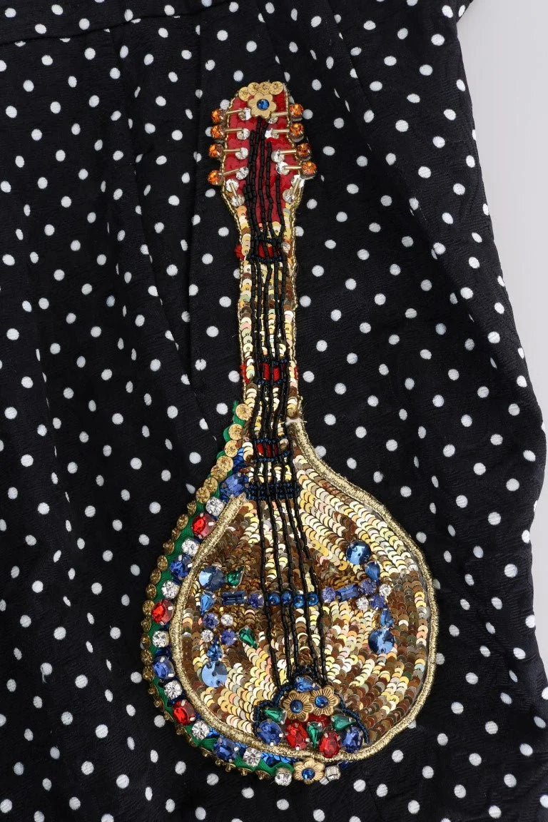 Dolce & Gabbana Black Polka Dot Sicily Crystal Pants - IT42|M - Trousers