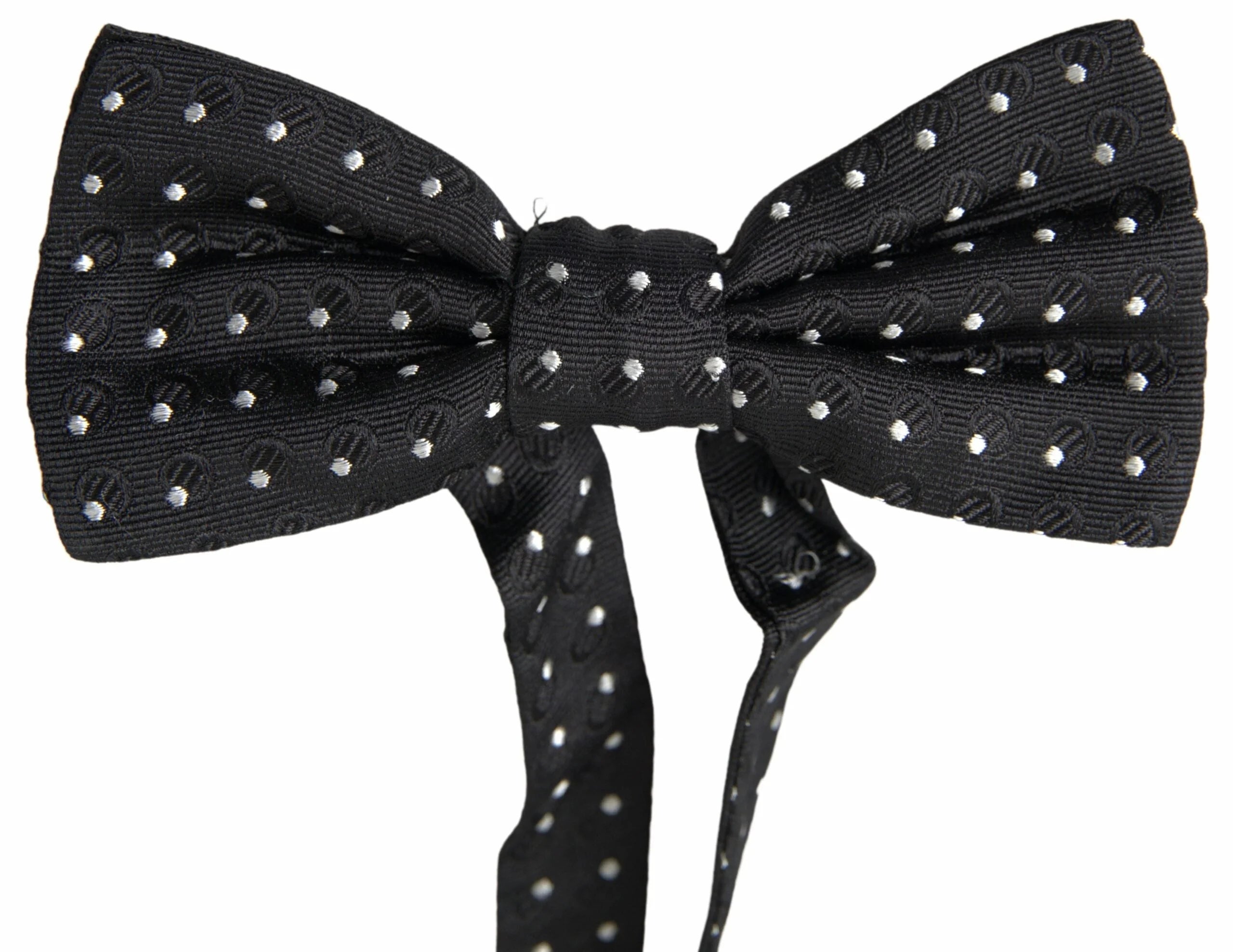 Dolce & Gabbana Black Polka Dot Silk Adjustable Men Neck Papillon Bow Tie - Neckties