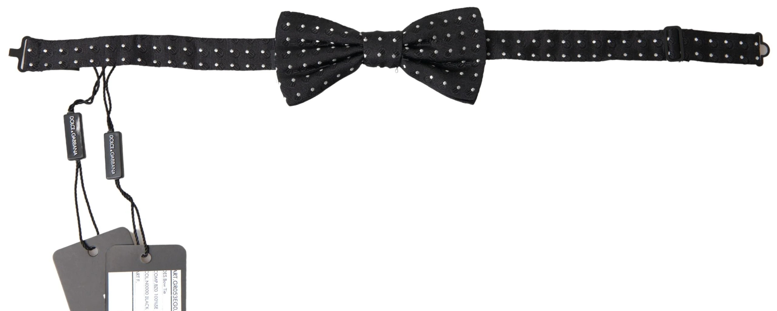 Dolce & Gabbana Black Polka Dot Silk Adjustable Men Neck Papillon Bow Tie - Neckties