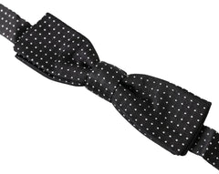 Dolce & Gabbana Black Polka Dot Silk Adjustable Men Neck Papillon Bow Tie - Neckties