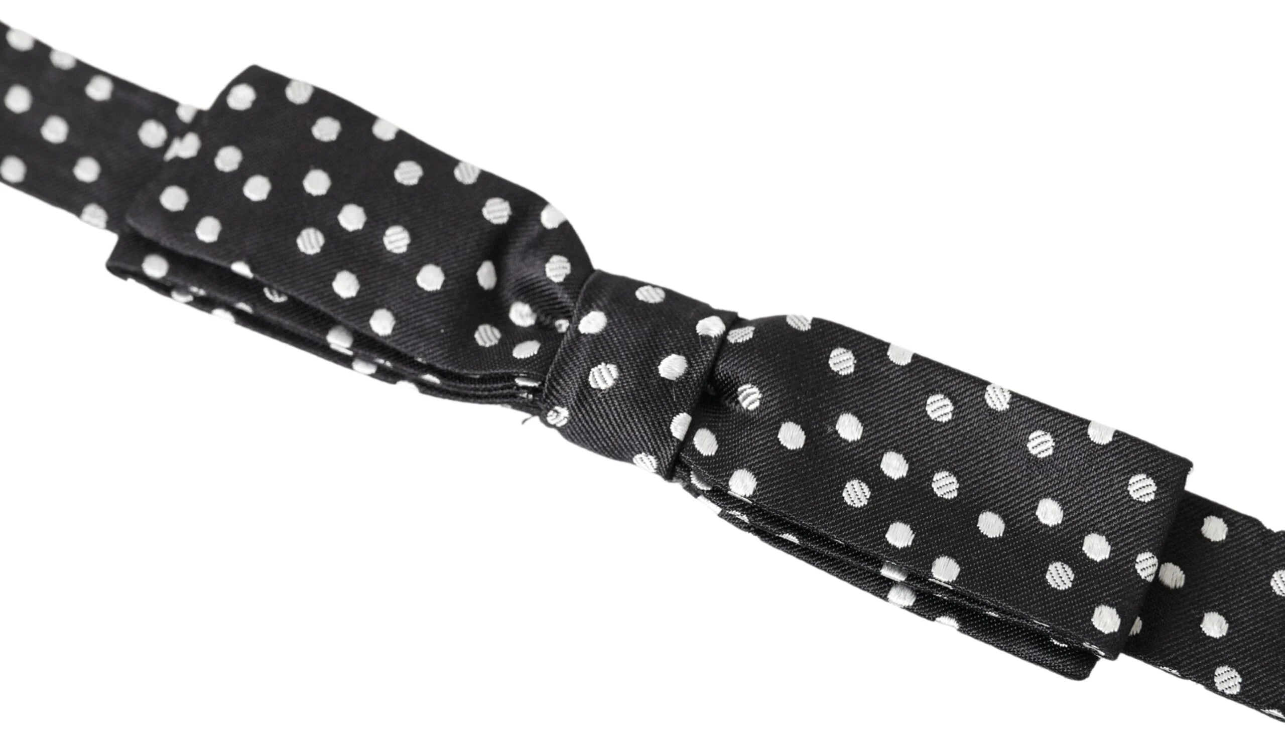 Dolce & Gabbana Black Polka Dot Silk Adjustable Men Neck Papillon Bow Tie - Neckties