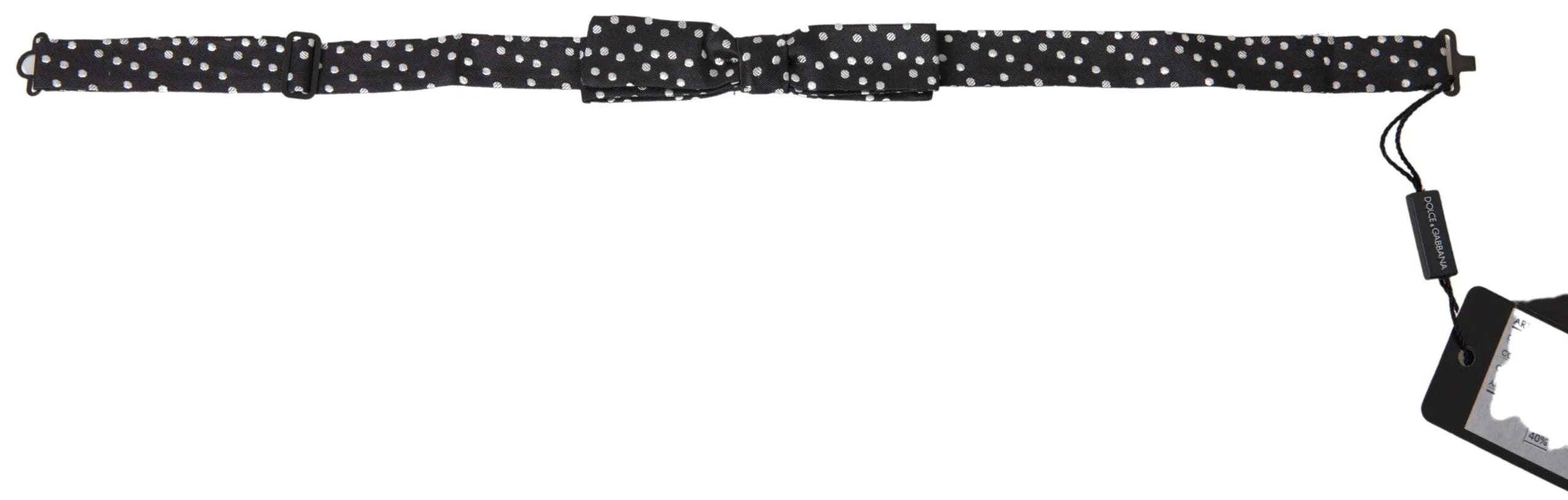 Dolce & Gabbana Black Polka Dot Silk Adjustable Men Neck Papillon Bow Tie - Neckties
