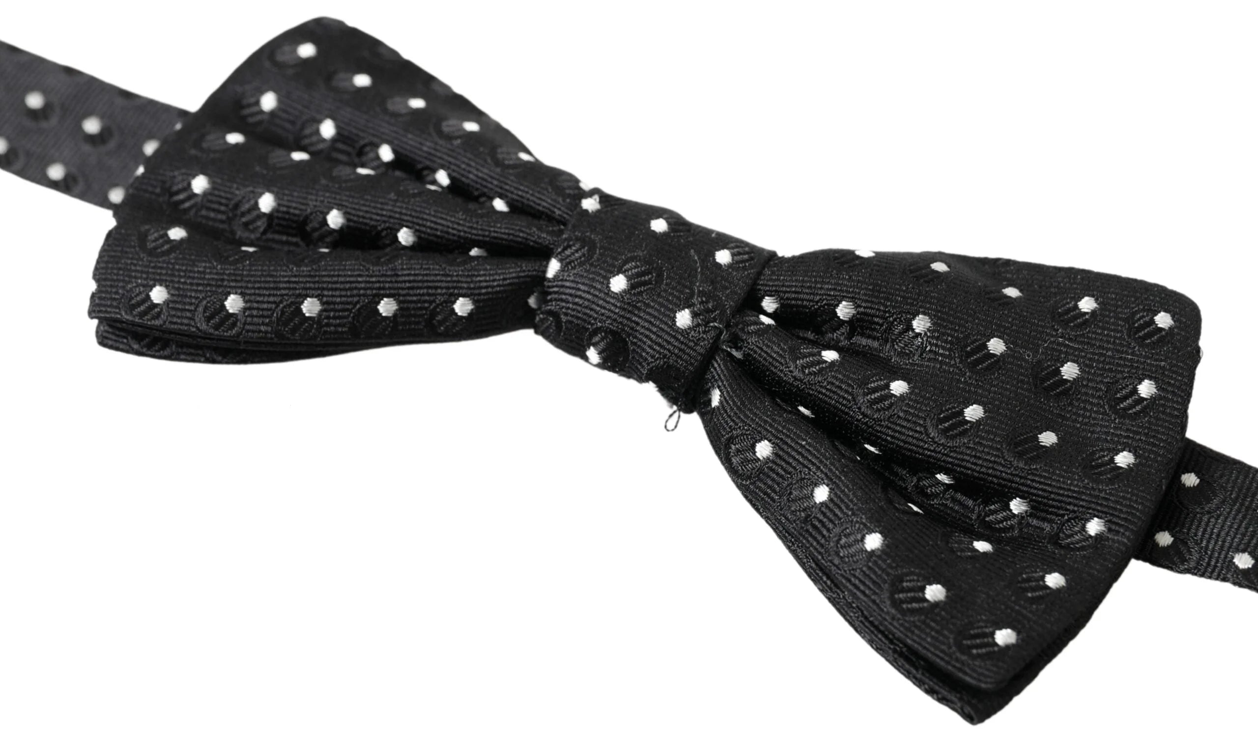 Dolce & Gabbana Black Polka Dot Silk Adjustable Men Neck Papillon Bow Tie - Neckties