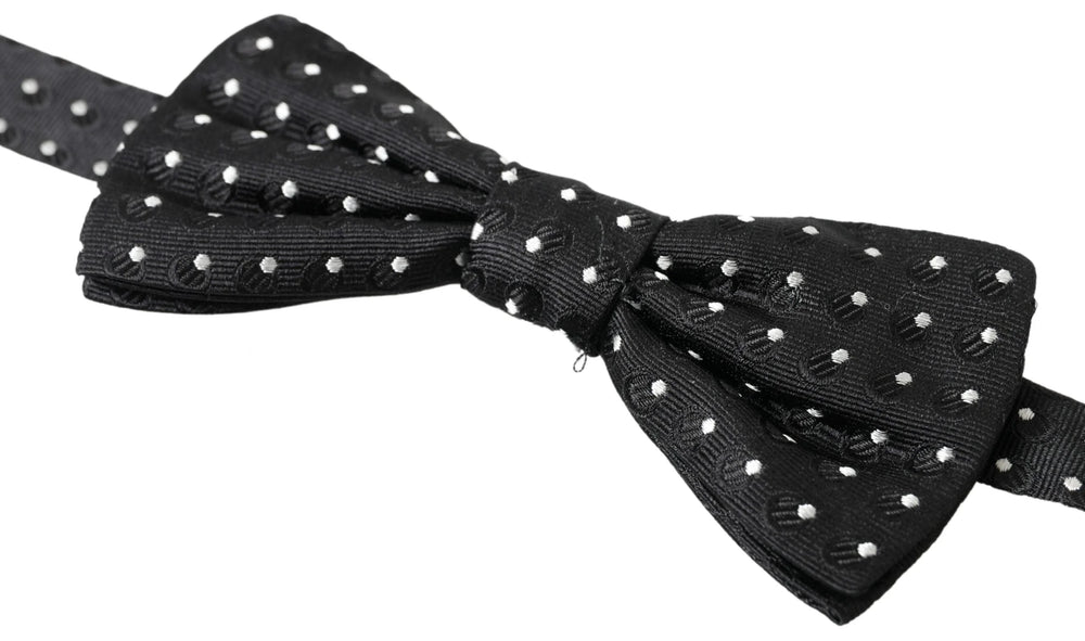 Dolce & Gabbana Black Polka Dot Silk Adjustable Men Neck Papillon Bow Tie - Neckties