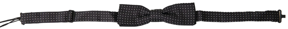 Dolce & Gabbana Black Polka Dot Silk Adjustable Men Neck Papillon Bow Tie - Neckties
