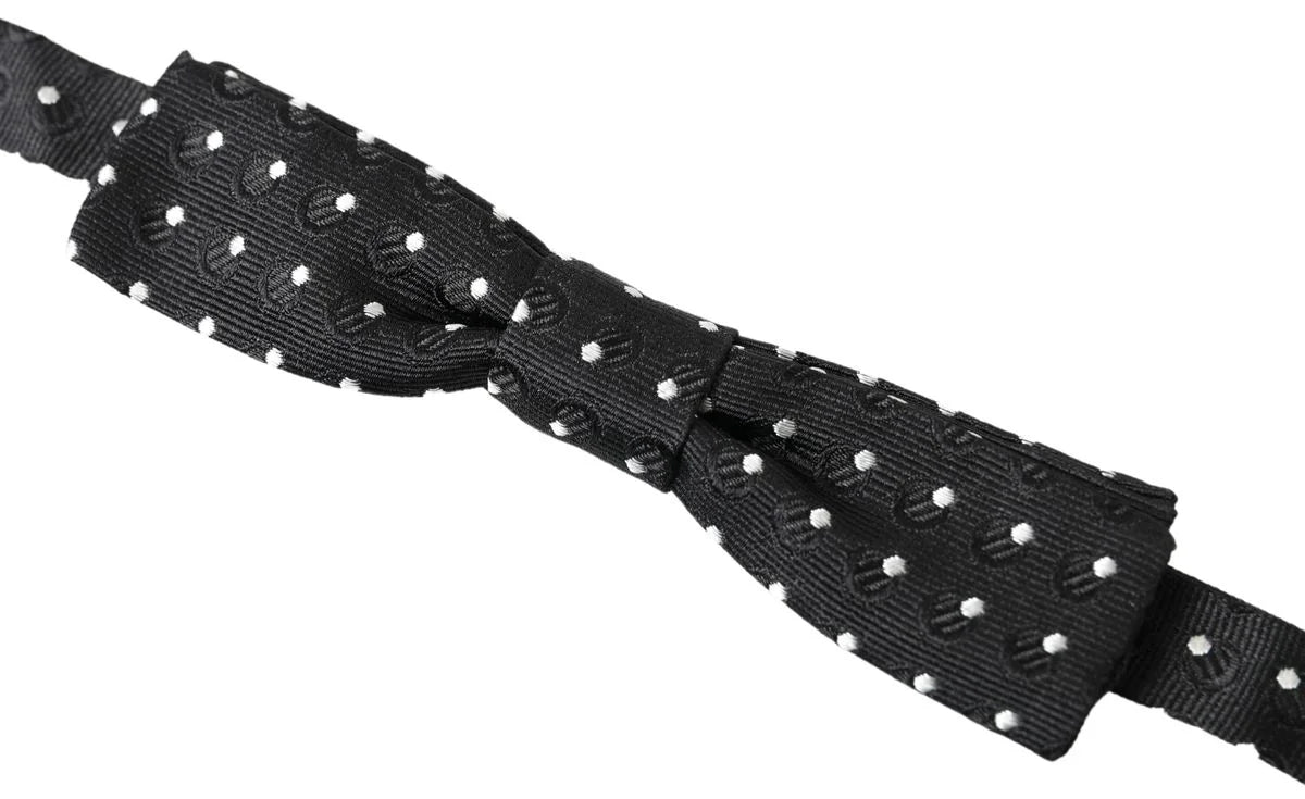 Dolce & Gabbana Black Polka Dot Silk Adjustable Men Neck Papillon Bow Tie - Neckties