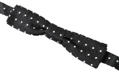 Dolce & Gabbana Black Polka Dot Silk Adjustable Men Neck Papillon Bow Tie - Neckties