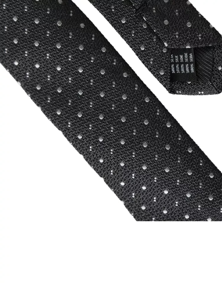 Dolce & Gabbana Black Polka Dot Silk Adjustable Men Tie - Neckties