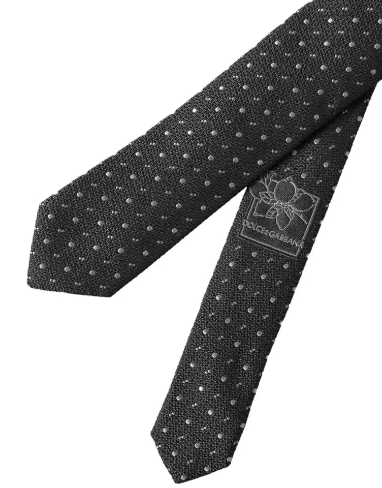Dolce & Gabbana Black Polka Dot Silk Adjustable Men Tie - Neckties