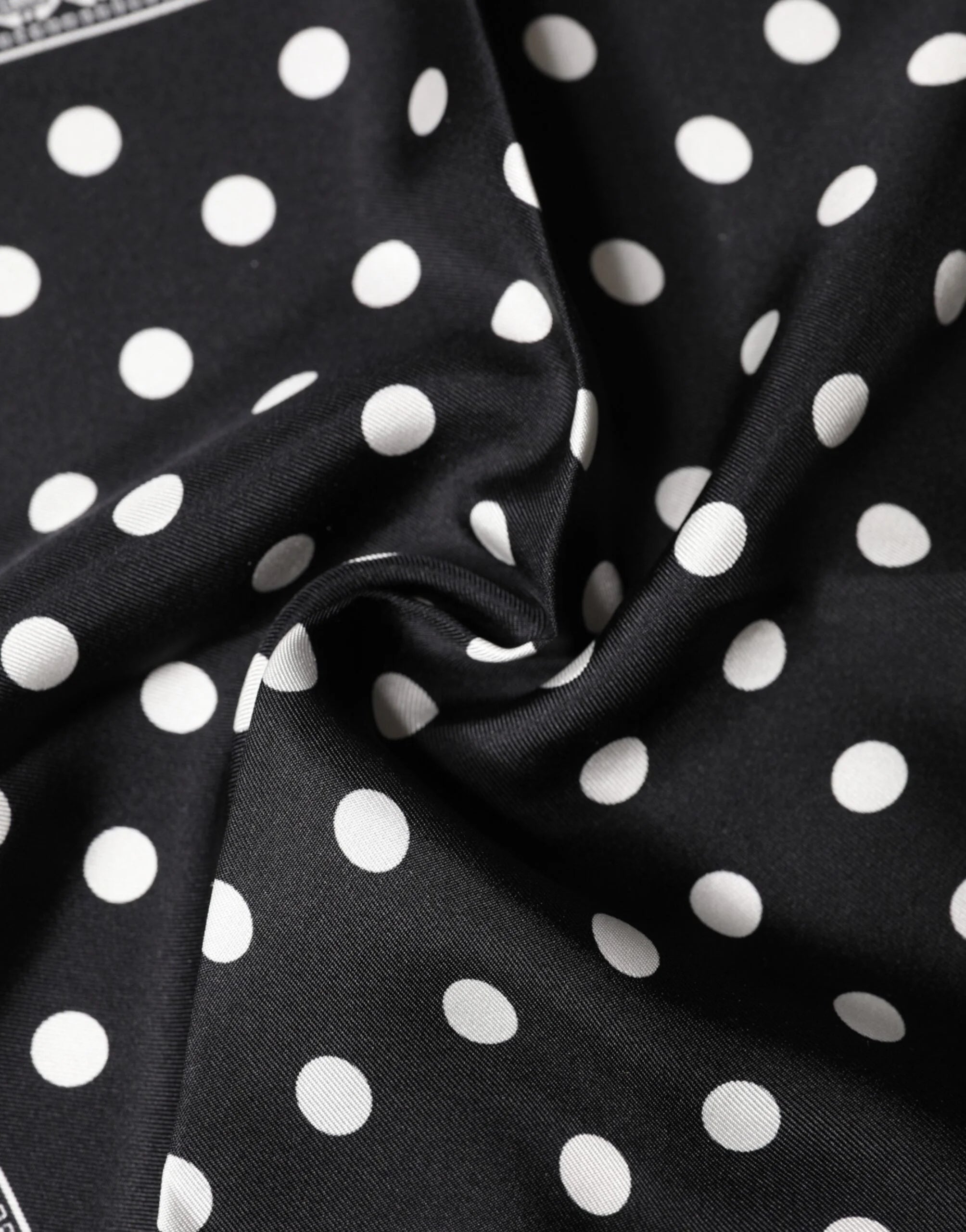 Dolce & Gabbana Black Polka Dot Square Handkerchief Scarf