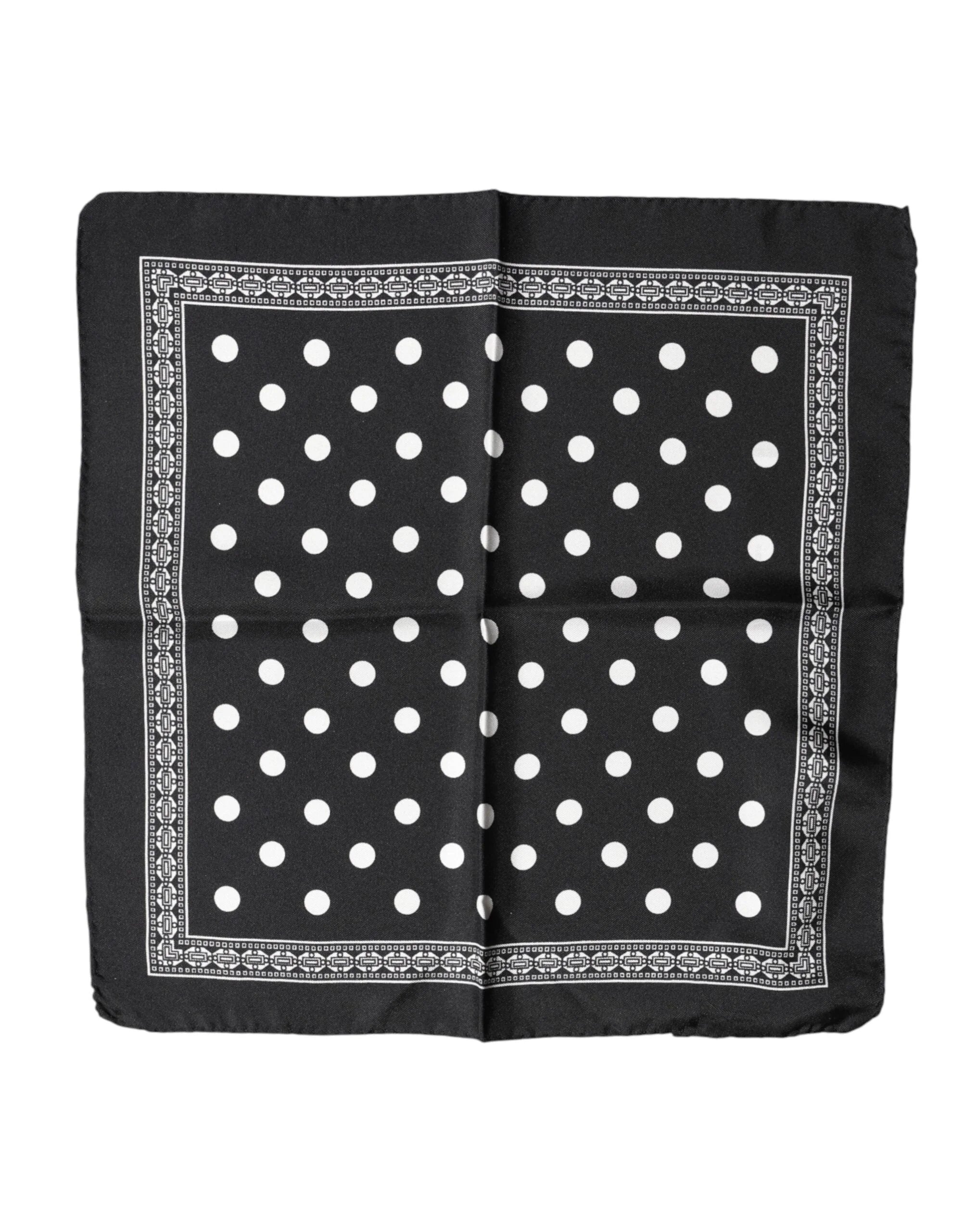 Dolce & Gabbana Black Polka Dot Square Handkerchief Scarf