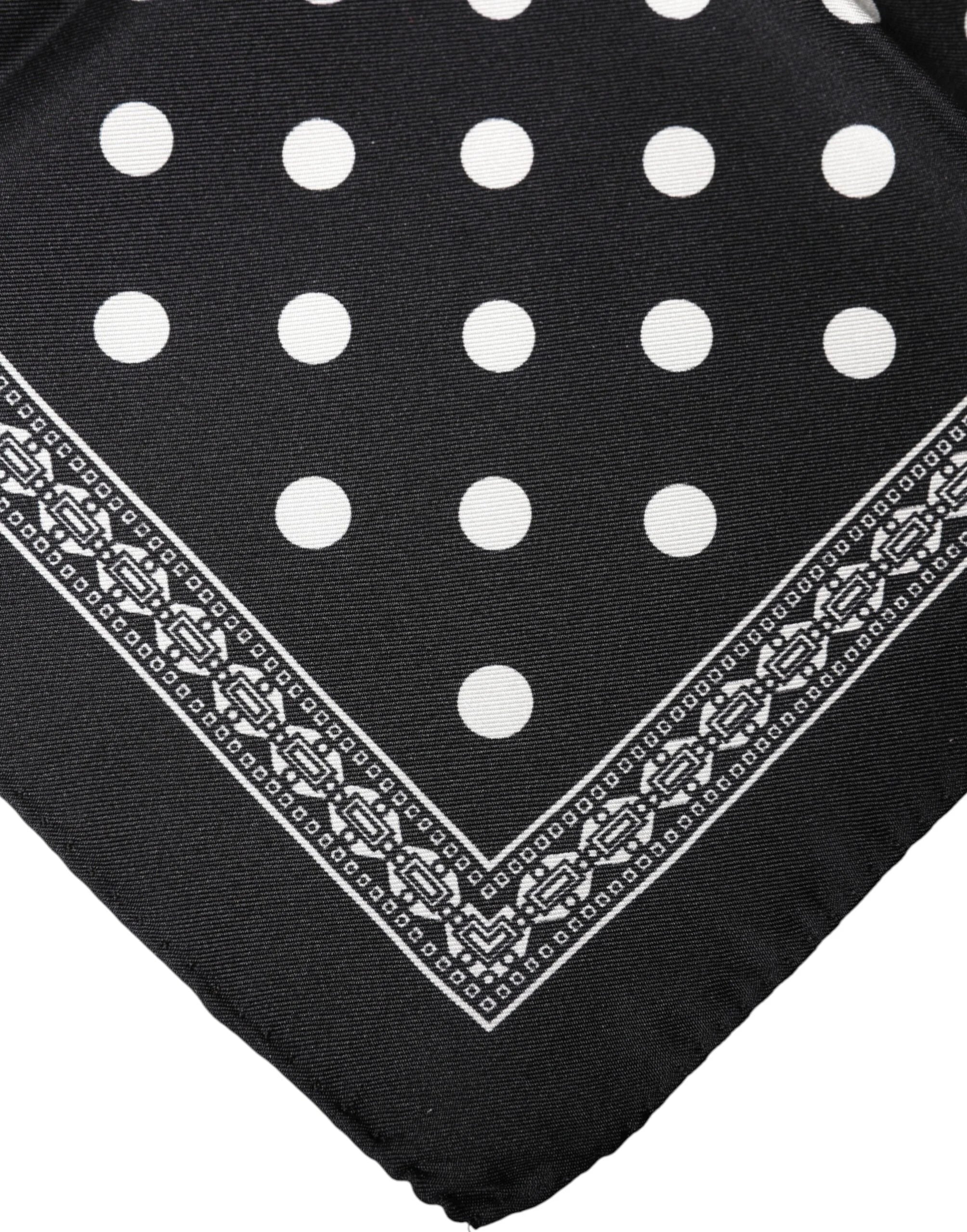 Dolce & Gabbana Black Polka Dot Square Handkerchief Scarf