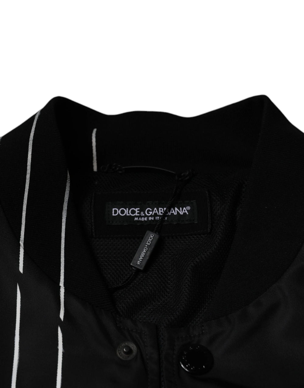 Dolce & Gabbana Black Polka Dot Stripe Nylon Bomber Jacket - IT58 | 3XL - Bomber Jackets