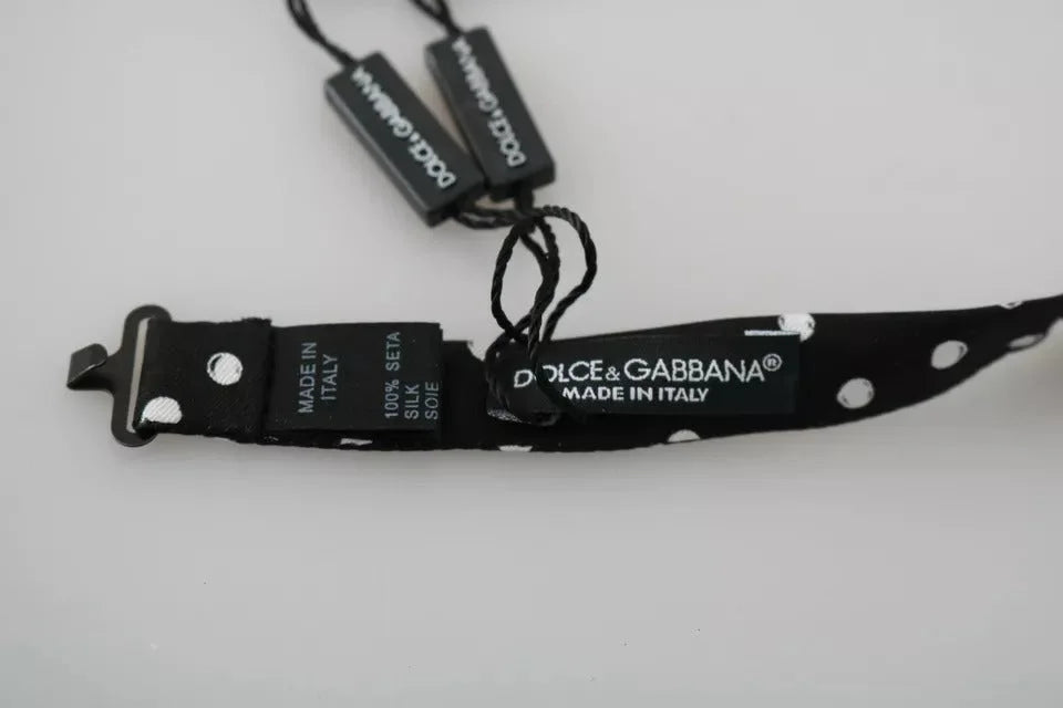 Dolce & Gabbana Black Polka Dots Adjustable Neck Bow Tie - Neckties