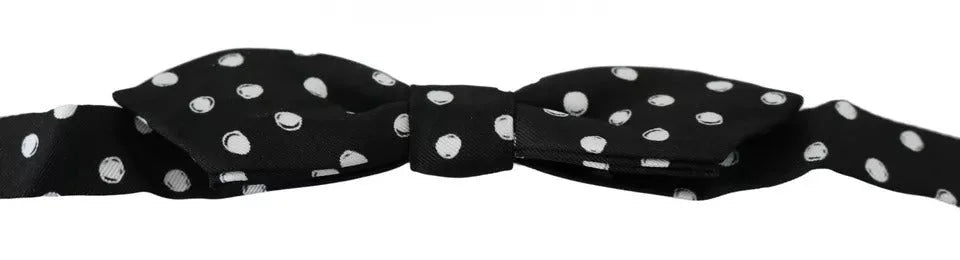 Dolce & Gabbana Black Polka Dots Adjustable Neck Bow Tie - Neckties