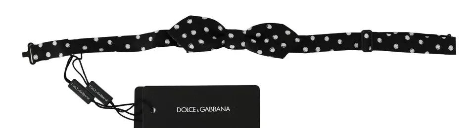 Dolce & Gabbana Black Polka Dots Adjustable Neck Bow Tie - Neckties