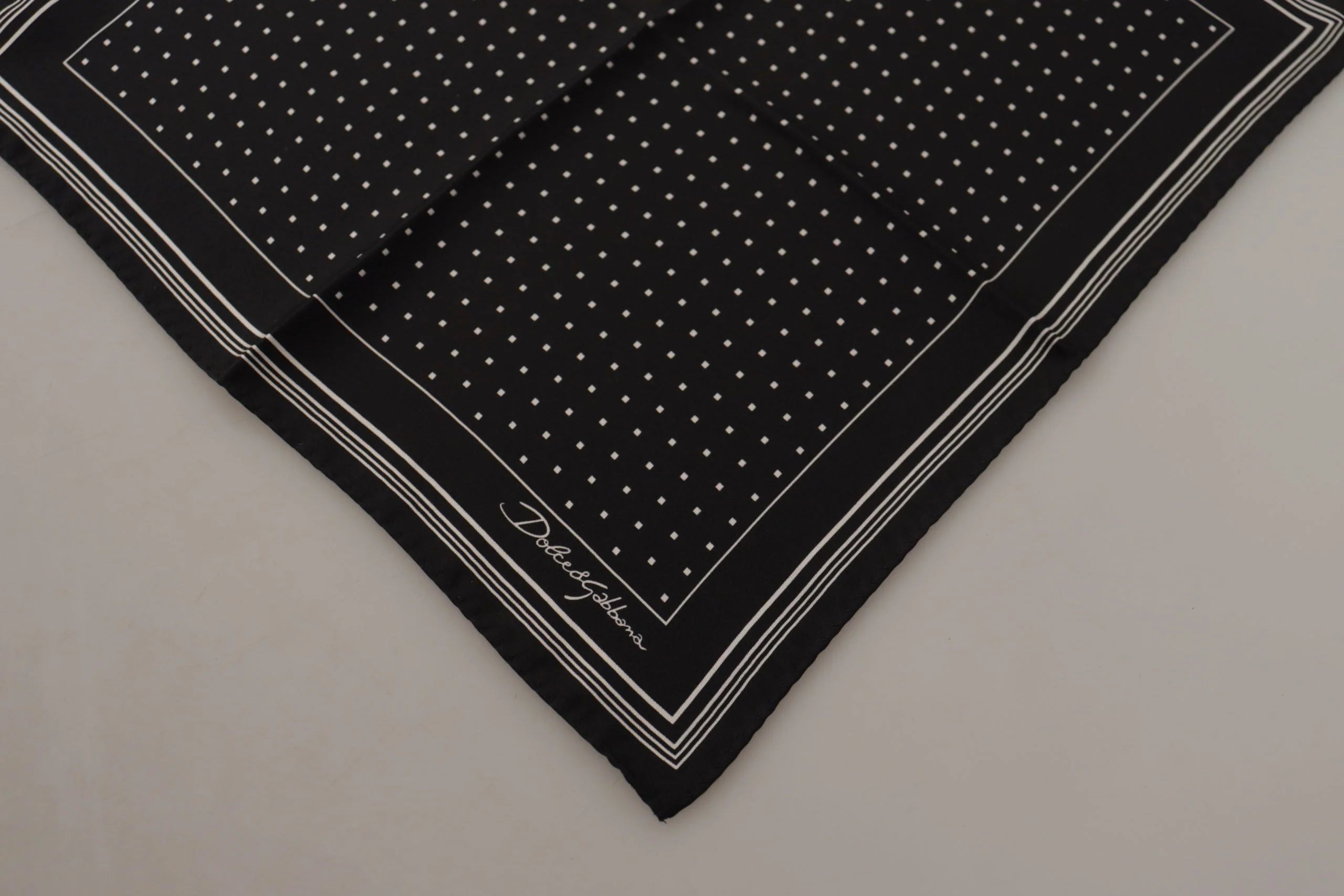 Dolce & Gabbana Black Polka Dots DG Logo Square Handkerchief - Handkerchiefs