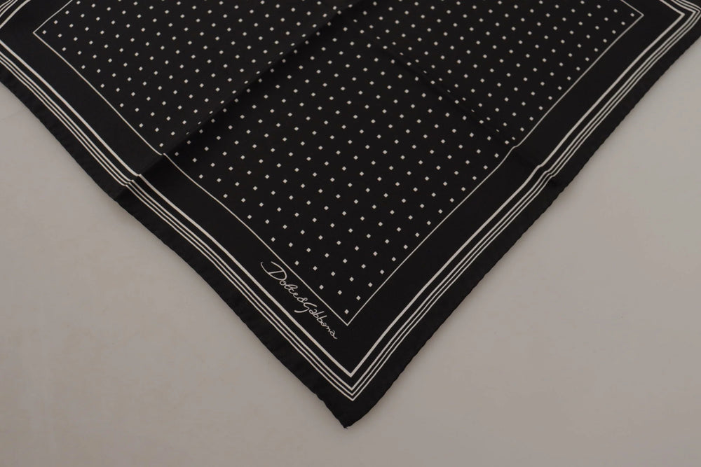 Dolce & Gabbana Black Polka Dots DG Logo Square Handkerchief - Handkerchiefs