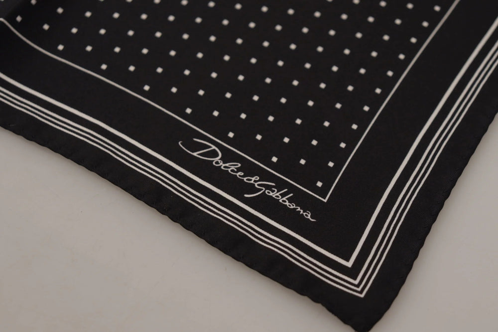 Dolce & Gabbana Black Polka Dots DG Logo Square Handkerchief - Handkerchiefs