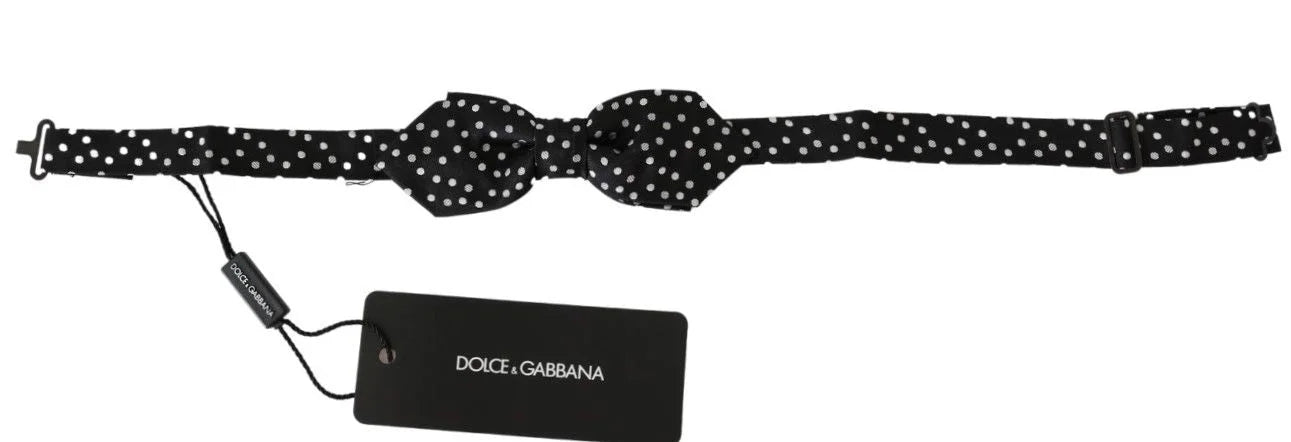 Dolce & Gabbana Black Polka Dots Mens Necktie Papillon 100% Silk Bow Tie - Neckties